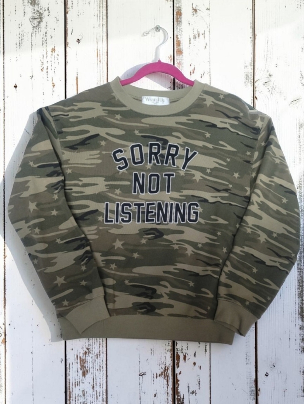 Camouflage Size-Medium Women's Sweatshirt. -Sorry Not Listening-